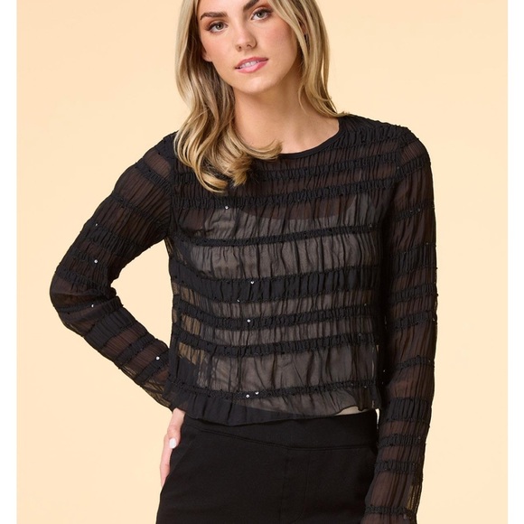 New Anthropologie Blank London striped silver trim blouse 
size large  🌸H - Picture 1 of 9